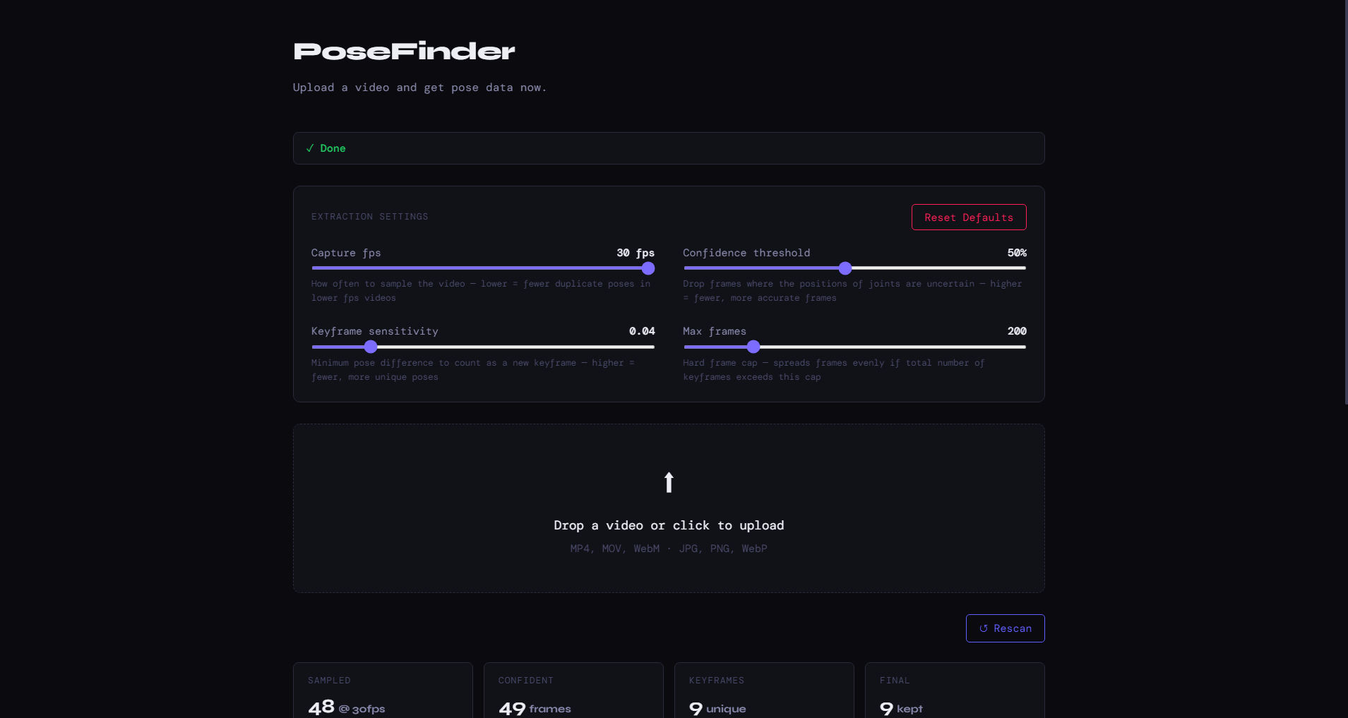PoseFinder screenshot